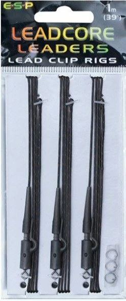 ESP Leadcore Leaders Lead Clips 1.0m - Ready made leaders