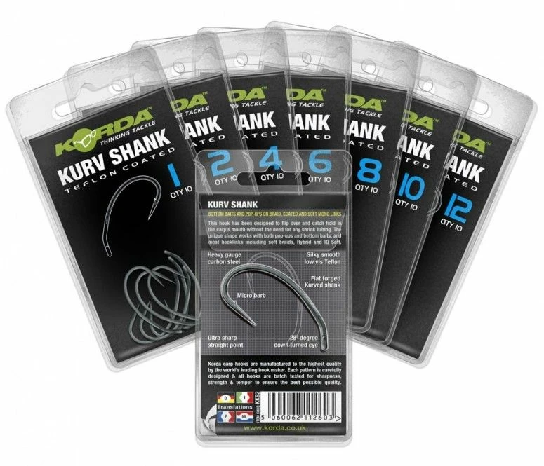 Korda Kurv Shank Barbed - Hooks 1 Korda Kurv Shank Barbed - Hooks