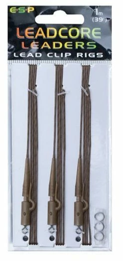 ESP Leadcore Leaders Lead Clips 1.5m - Ready made leaders -Carp Sales Store oi4fskky636686375154780189