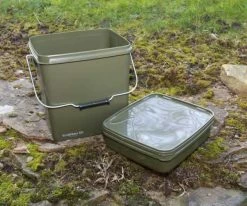 Trakker Olive Square Container 13lt plus Tray - Buckets -Carp Sales Store sizlpxpp636882639016400719