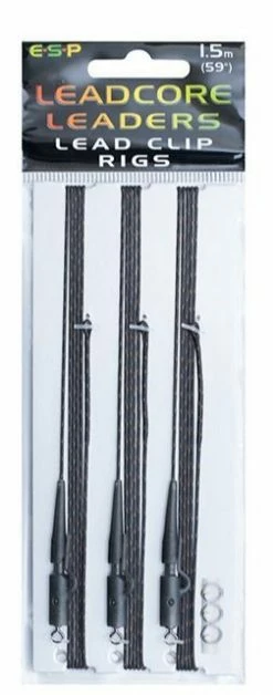 ESP Leadcore Leaders Lead Clips 1.5m - Ready made leaders -Carp Sales Store zk3ltdxa636686375154780189